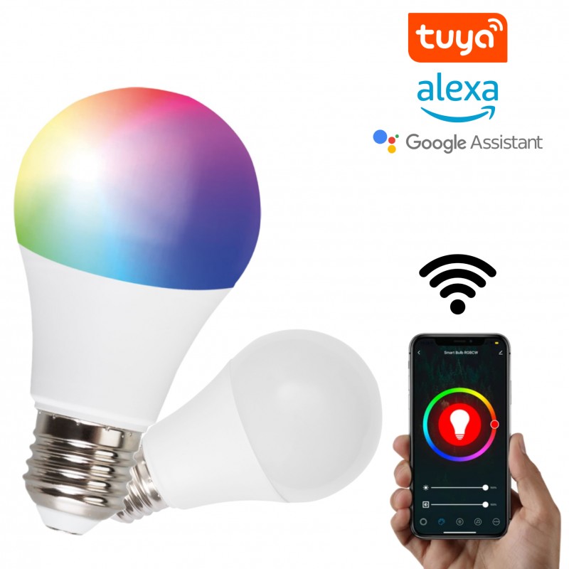 ŻARÓWKA SMART WI-FI ZMIENIA KOLORY RGB APLIKACJA GOOGLE ALEXA 9 W E27