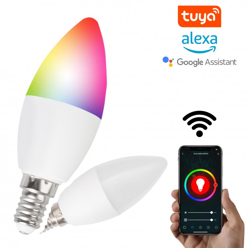 ŻARÓWKA SMART WI-FI ZMIENIA KOLORY RGB APLIKACJA GOOGLE ALEXA 5 W E14